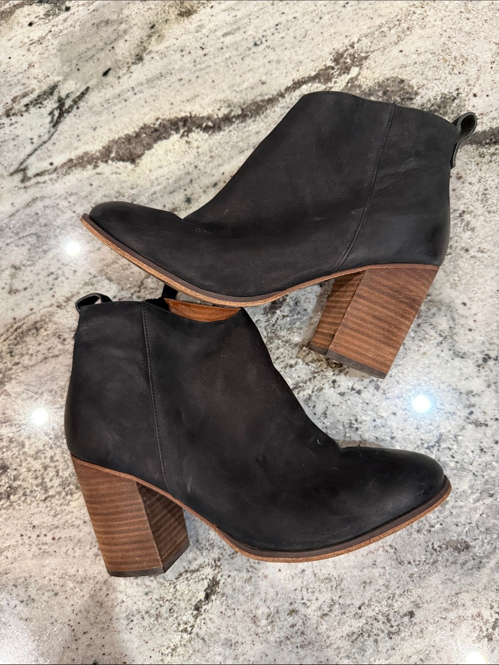BP Women's Black Suede Block Heel Ankle Boots